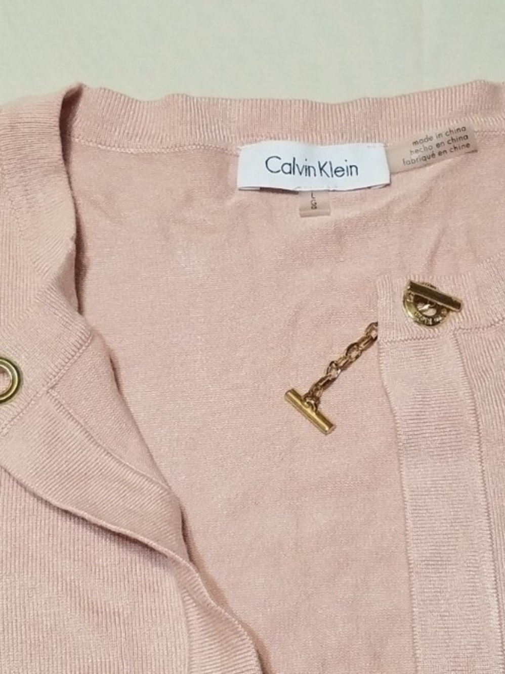 Calvin Klein Women's Light Pink Chain-Closure Sweater